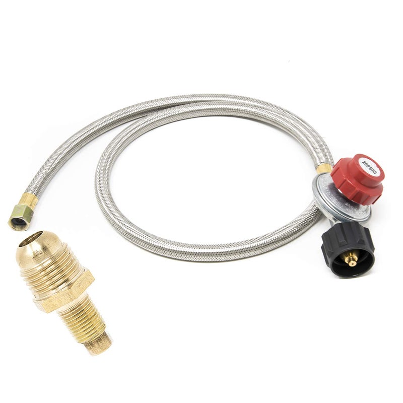 GasOne 2113+50105 4 ft Regulator and Propane Brass Orifice, Steel Braided Hose - Image 1